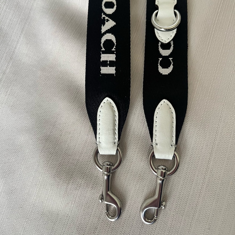 Coach Black and White Logo Strap Key & Card Holder Strap